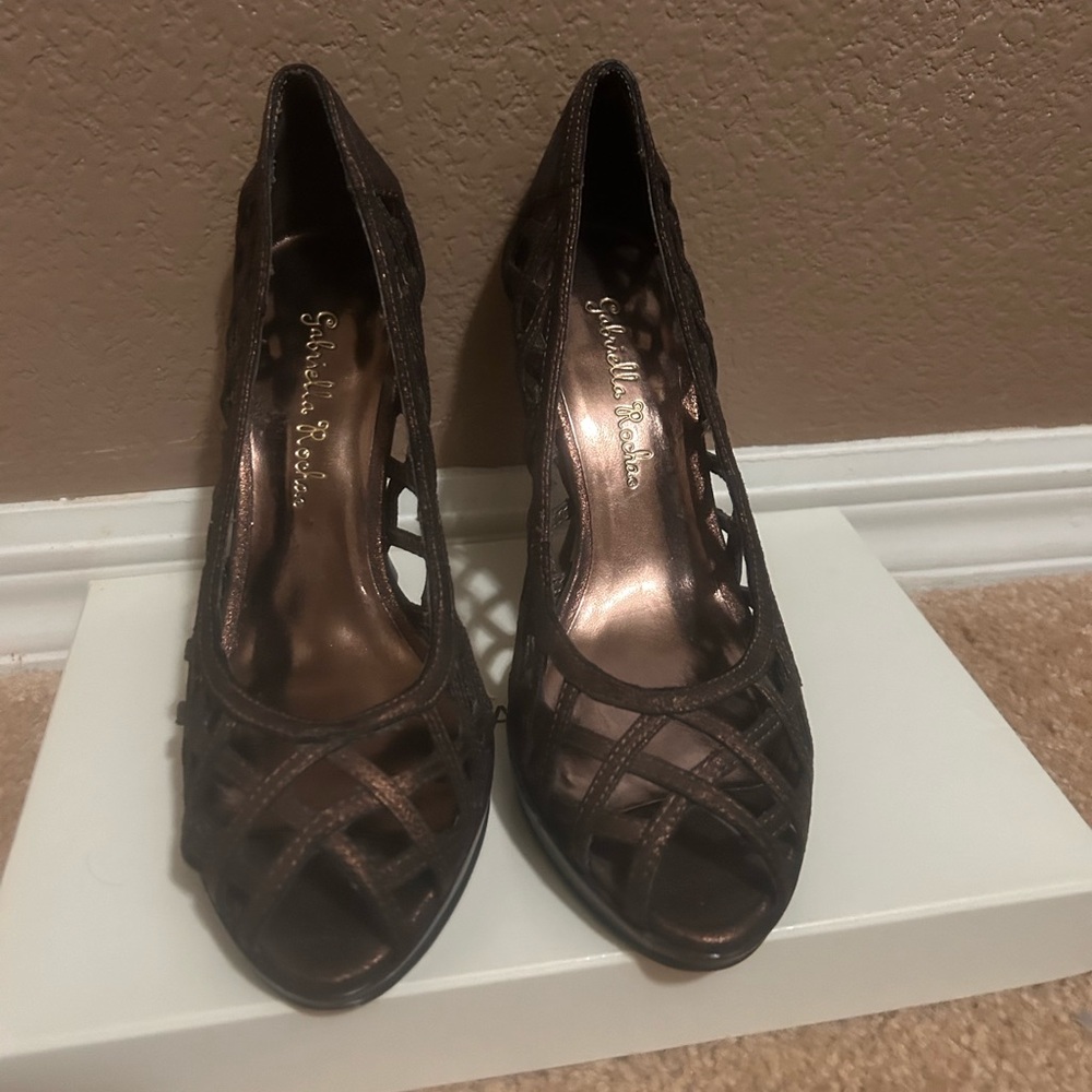 Gabriella Rocha Brown Stiletto Heels with Cutout Design